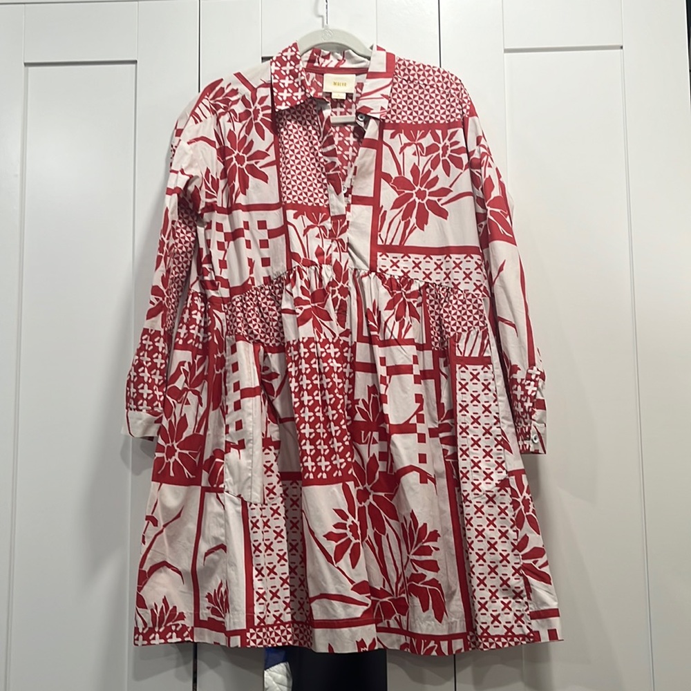 Red and white shirt dress from Anthropology